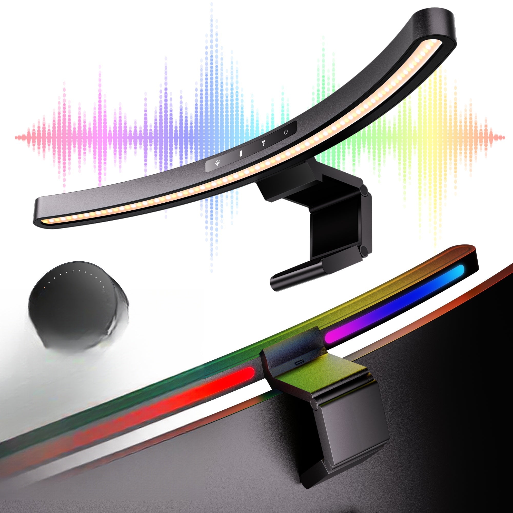 Curved RGB Monitor Light Bar with Remote on white background